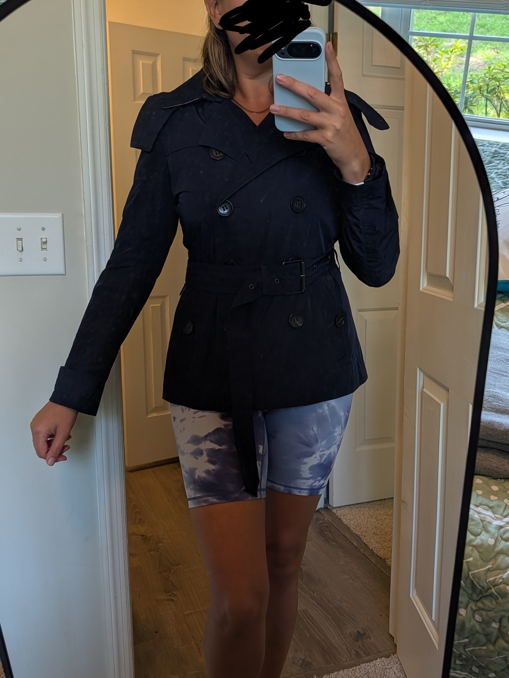 Burberry Brit Navy Double-Breasted Short Trench Coat - Picture 3 of 16